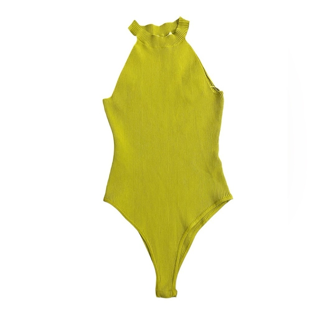 Happily Grey Ribbed Green Bodysuit